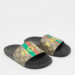 Pre Owned Gucci Multicolor GG Supreme Canvas Pool Slide Size 38