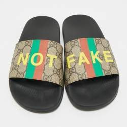 Pre Owned Gucci Multicolor GG Supreme Canvas Pool Slide Size 38