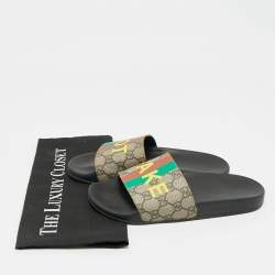 Pre Owned Gucci Multicolor GG Supreme Canvas Pool Slide Size 38