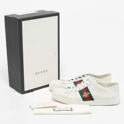 Pre Owned Gucci White Leather Ace Foldable Sneakers Size 39