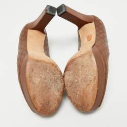 Pre Owned Gucci Brown Guccissima Leather Peep Toe Platform Pumps Size 38