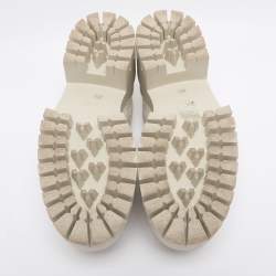 Pre Owned Gucci White Matelasse Leather Buckled Platform Loafers Size 38.5