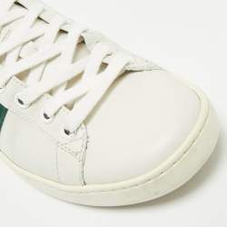 Pre Owned Gucci White Leather and Snakeskin Embossed Ace Lace Up Sneakers Size 36