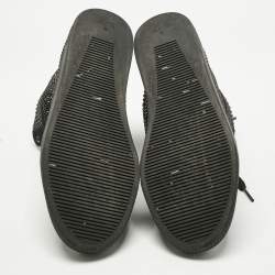 Pre Owned Gucci Black Satin Crystal Embellished Coda High Top Sneakers Size 39