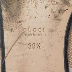 Pre Owned Gucci Beige/Pink Leather andCanvas Princetown Mules Size 39.5