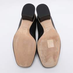 Pre Owned Gucci Black Leather Horsebit Block Heel Pumps Size 37.5