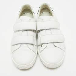 Pre Owned Gucci White/Green Crocodile Leather and Leather Ace Low Top Sneakers Size 38