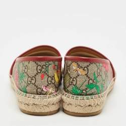 Pre Owned Gucci Multicolor Blooms Print GG Supreme Canvas Flat Espadrilles Size 37.5