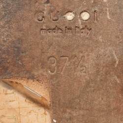 Pre Owned Gucci Orange Patent Leather GG Logo Buckle Flat Thong Sandals Size 37.5