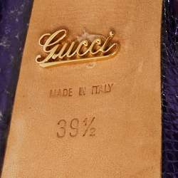 Pre Owned Gucci Blue/Gold Snakeskin Embossed Leather Ankle Strap Sandals Size 39.5