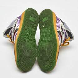 Pre Owned Gucci Multicolor Mesh, Canvas and Leather Basket High Top Sneakers Size 37