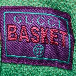 Pre Owned Gucci Multicolor Mesh, Canvas and Leather Basket High Top Sneakers Size 37