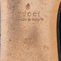 Pre Owned Gucci Black Velvet and Fur Princetown Horsebit Flat Mules Size 37