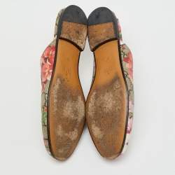 Pre Owned حذاء مول غوتشي بلومس GG كانفاس بني/مارون برينس تاون مسطح مقاس 37