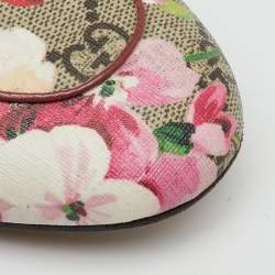 Pre Owned حذاء مول غوتشي بلومس GG كانفاس بني/مارون برينس تاون مسطح مقاس 37