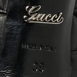 مملوكة مسبقًا صندل غوتشي ليفورد قفصي نعل سميك جلد أسود مقاس 39