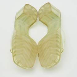 Pre Owned Gucci Transparent PVC Embossed Logo Block Heel Slide Sandals Size 36