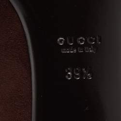 Pre Owned Gucci Dark Brown Suede Rivet Block Heel Pumps Size 39.5