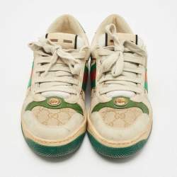 Pre Owned حذاء رياضي غوتشي سكرينر كانفاس جي جي بني/ بيج نوبوك جلد مقاس 39.5