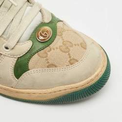 Pre Owned حذاء رياضي غوتشي سكرينر كانفاس جي جي بني/ بيج نوبوك جلد مقاس 39.5