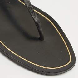 Pre Owned Gucci Black Leather Thong Flat Sandals Size 39.5