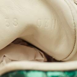 Pre Owned Gucci White Leather and Snakeskin Embossed Leather Ace Web Lace Up Sneakers Size 38