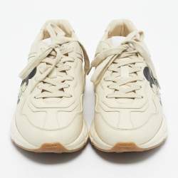 مملوكة مسبقًا Gucci x Disney Off White Leather Mickey Mouse Rhyton Sneakers Size 38