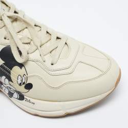 مملوكة مسبقًا Gucci x Disney Off White Leather Mickey Mouse Rhyton Sneakers Size 38