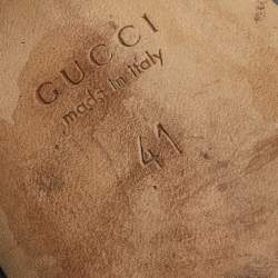 Pre Owned Gucci Black Leather Horsebit Ankle Strap Open Toe Block Heel Sandals Size 41