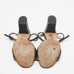 Pre Owned Gucci Black Leather Horsebit Ankle Strap Open Toe Block Heel Sandals Size 41