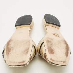 Pre Owned Gucci Gold Crinkled Leather GG Marmont Flat Slides Size 41