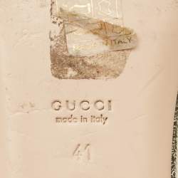 Pre Owned Gucci Gold Crinkled Leather GG Marmont Flat Slides Size 41