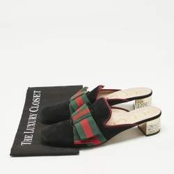 Pre Owned Gucci Black Suede Sylvie Mules Size 40