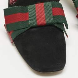 Pre Owned Gucci Black Suede Sylvie Mules Size 40
