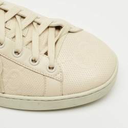 Pre Owned Gucci Cream Perforated Leather Interlocking G Ace Sneakers Size 39.5