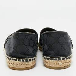 Pre Owned Gucci Black Canvas and Leather GG Espadrille Flats Size 40
