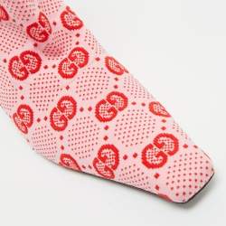 Pre Owned Gucci Pink/Red GG Stretch Fabric Mid Calf Boots Size 36