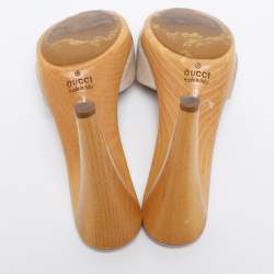 Pre Owned Gucci Beige GG Canvas Slide Sandals Size 37.5