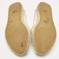 Pre Owned Gucci Grey Canvas and Leather Espadrille Flats Size 37
