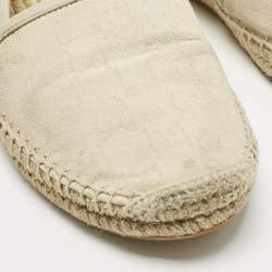 Pre Owned Gucci Grey Canvas and Leather Espadrille Flats Size 37