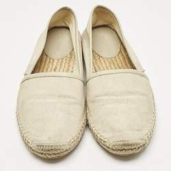 Pre Owned Gucci Grey Canvas and Leather Espadrille Flats Size 37