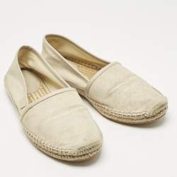 Pre Owned Gucci Grey Canvas and Leather Espadrille Flats Size 37