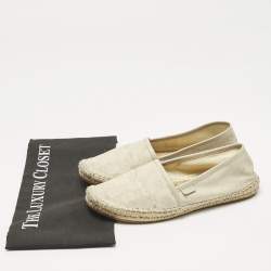 Pre Owned Gucci Grey Canvas and Leather Espadrille Flats Size 37