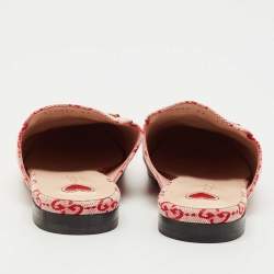 مملوكة مسبقًا حذاء مول غوتشي بلومس GG كانفاس بني/مارون برينس تاون مسطح مقاس 37