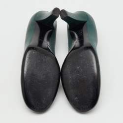 Pre Owned Gucci Green Leather Round Toe Pumps Size 39