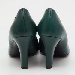 Pre Owned Gucci Green Leather Round Toe Pumps Size 39