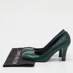 Pre Owned Gucci Green Leather Round Toe Pumps Size 39