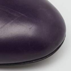 Pre Owned Gucci Purple Leather Wedge Round Toe Pumps Size 38.5