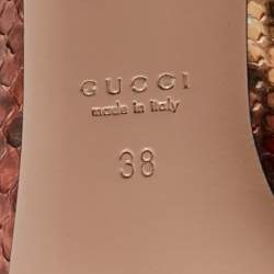 Pre Owned Gucci Brown/Cream Python Leather Pointed Toe Pumps Size 38