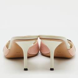 مملوكة مسبقًا Gucci Pink/Cream Guccissima Leather Horsebit Slide Sandals Size 41